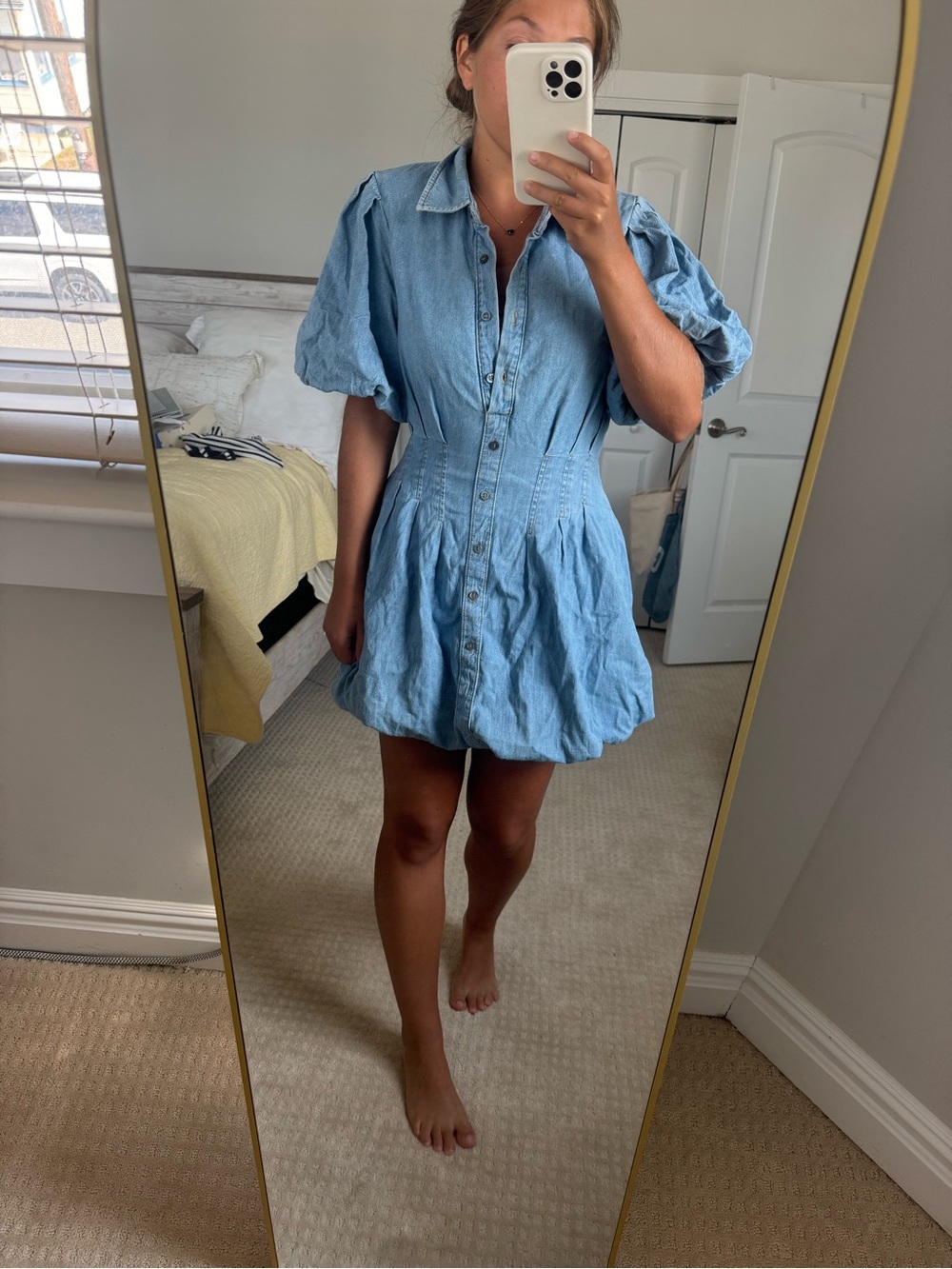 Jonathan Simkhai Light Blue Denim Button-Front Mini Dress